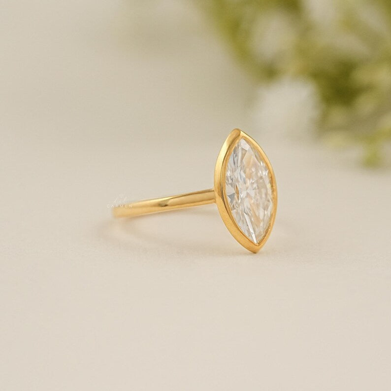 Marquise Bezel Solitaire Ring