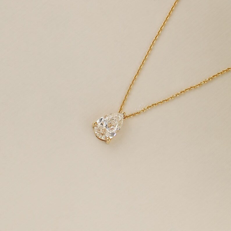 Pear Solitaire Diamond Necklace