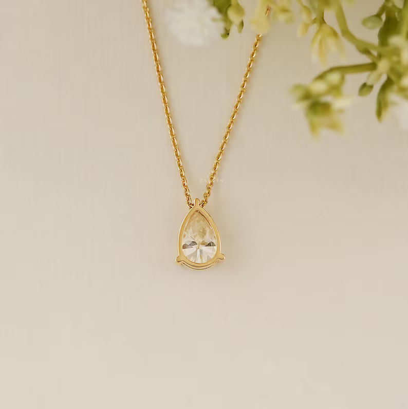 Pear Solitaire Diamond Necklace