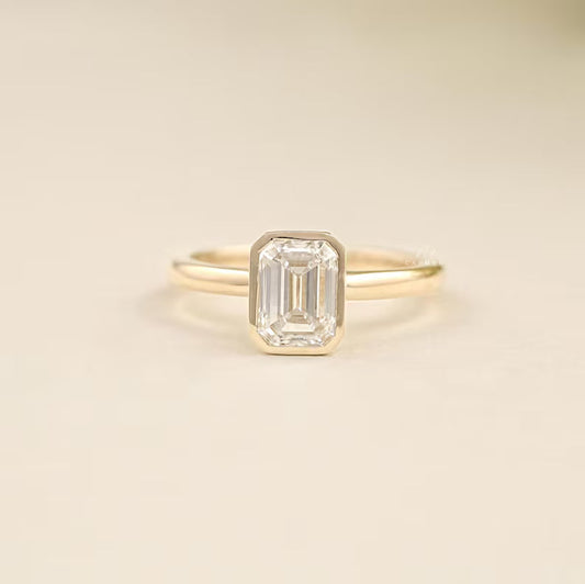 Emerald Bezel Solitaire Ring