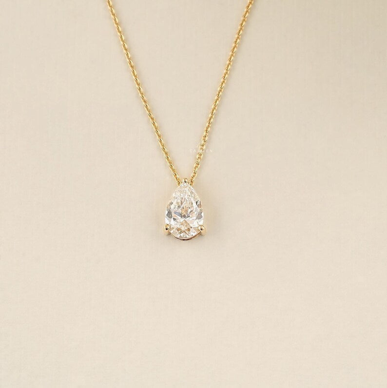 Pear Solitaire Diamond Necklace