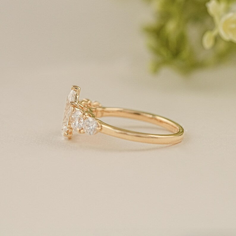 Pear Five Stone Ring