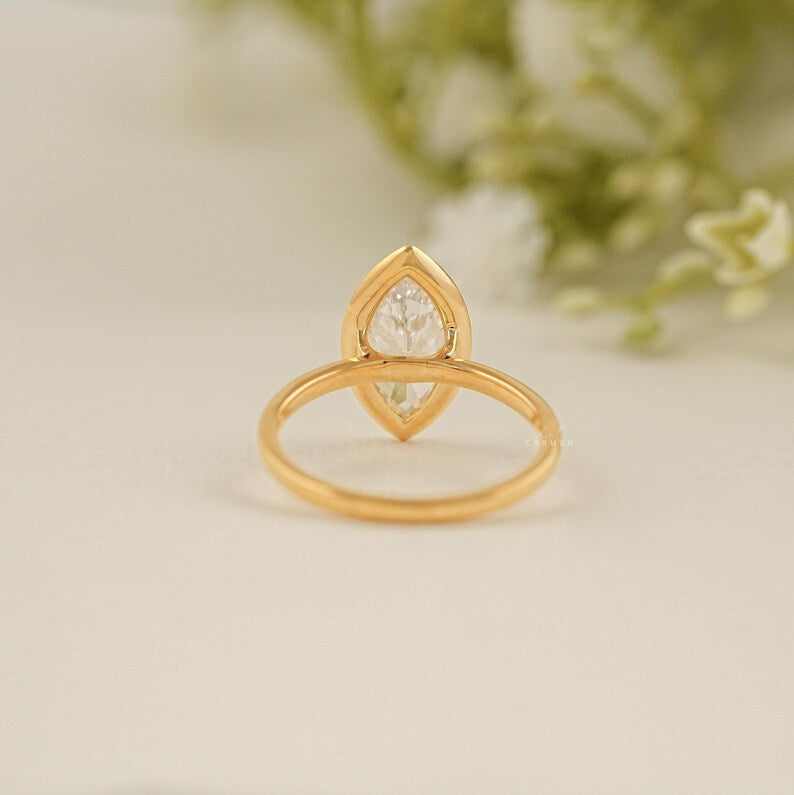 Marquise Bezel Solitaire Ring