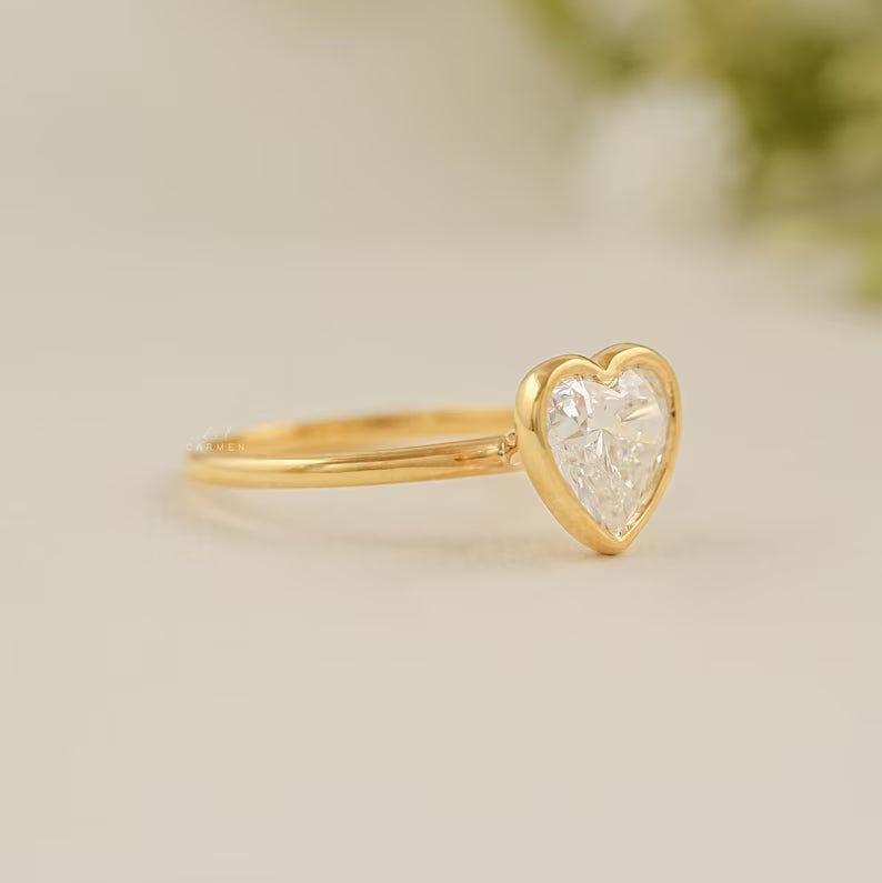 Heart Bezel Solitaire Ring
