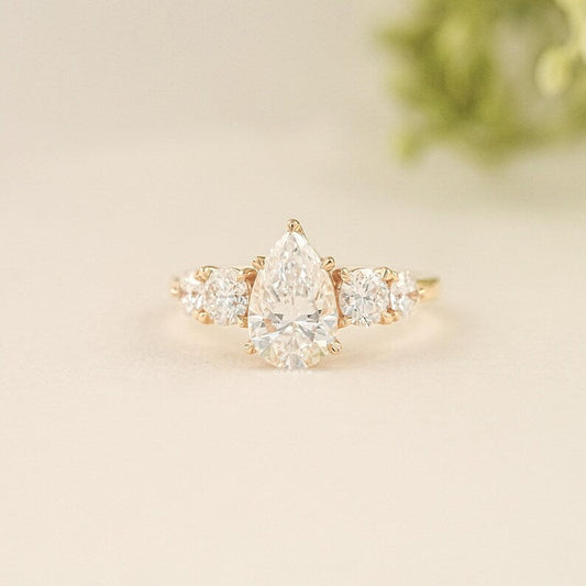 Pear Five Stone Ring