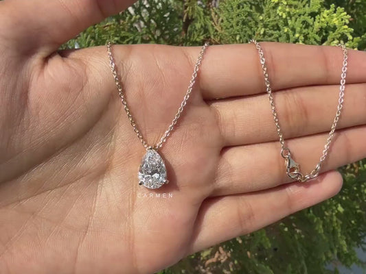 Pear Solitaire Diamond Necklace