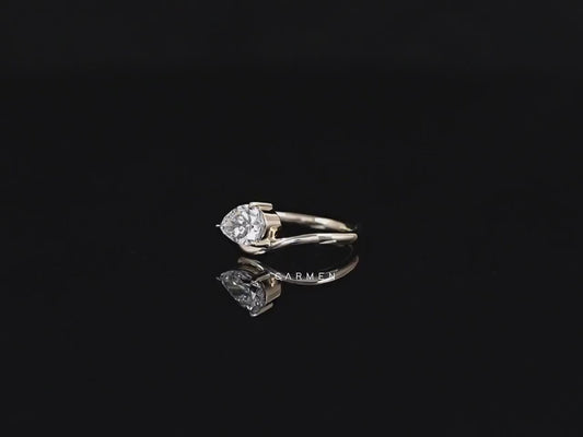 Pear Curved Solitaire Ring